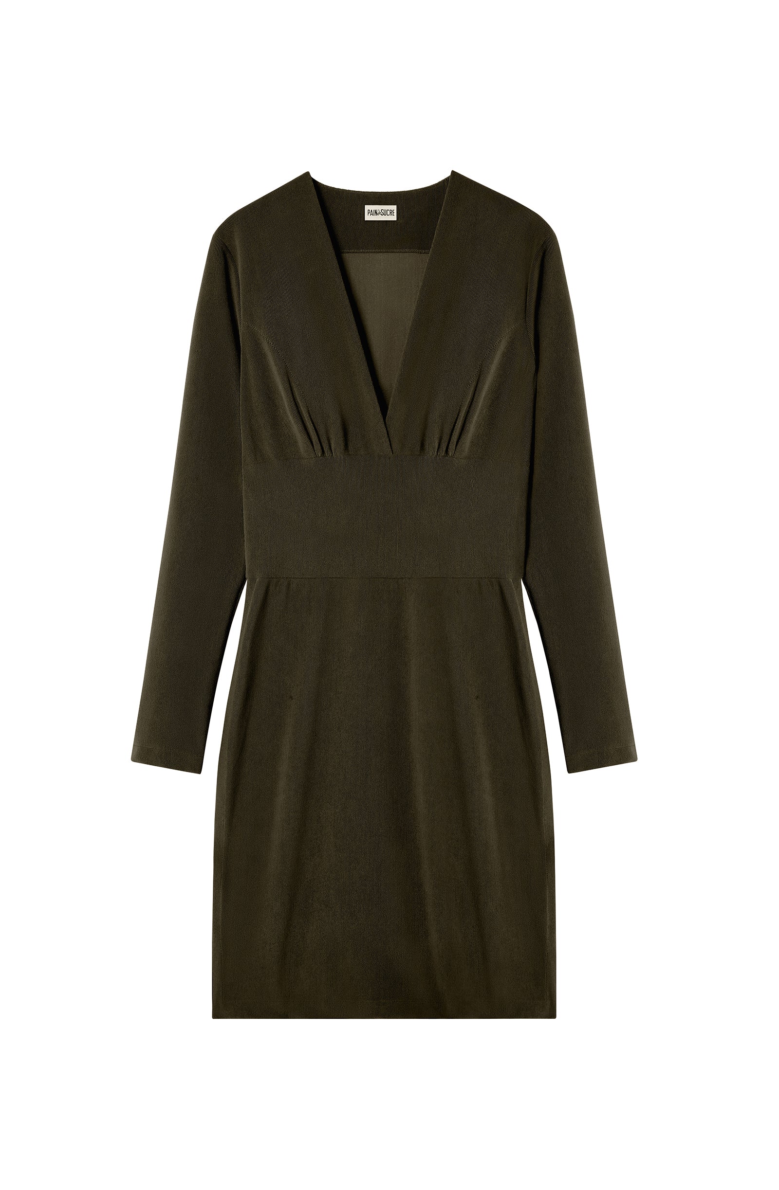 rolly Robe fuseau kaki en velours côtelé