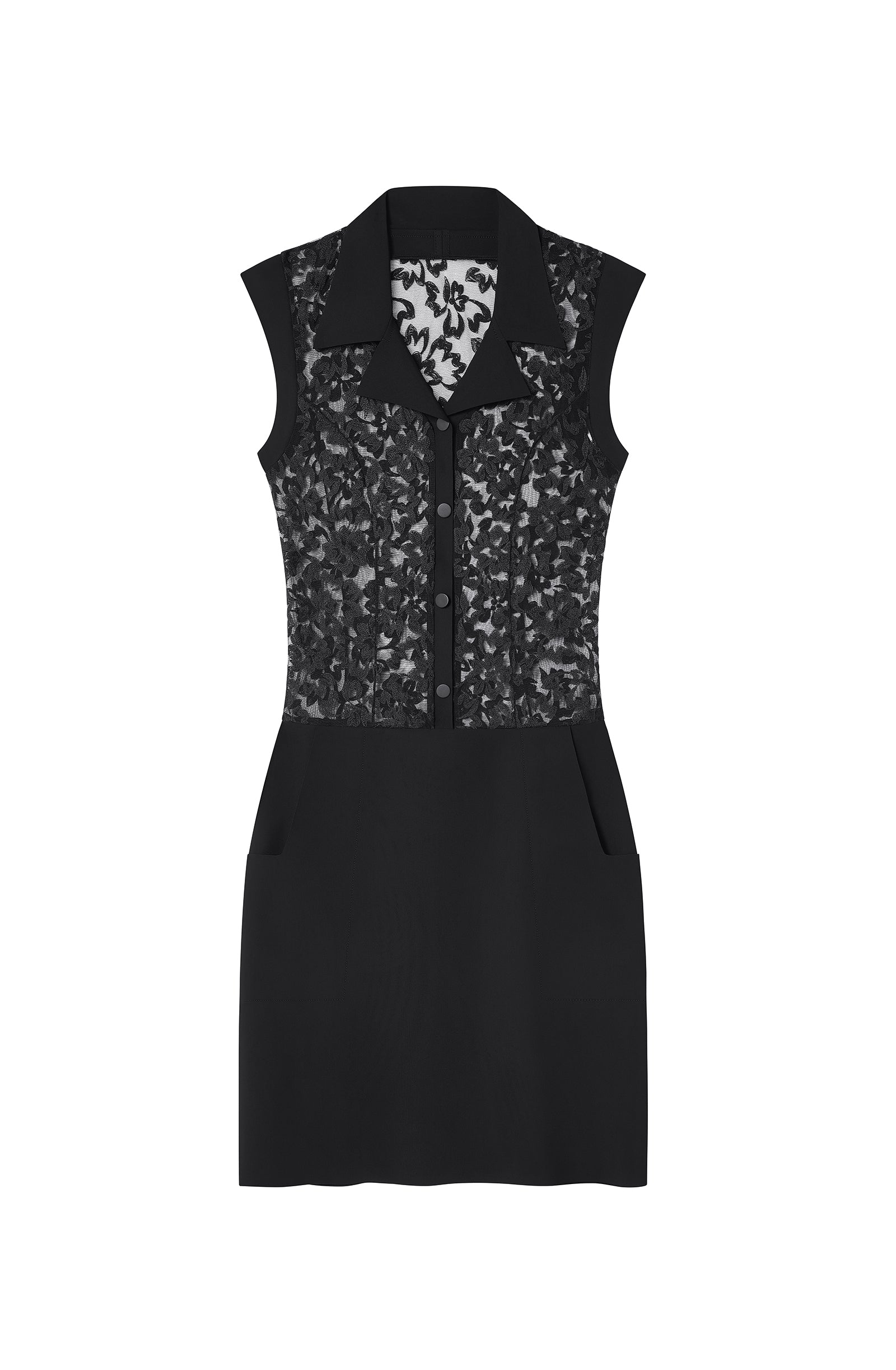 rostine Robe courte noire en tulle brodé