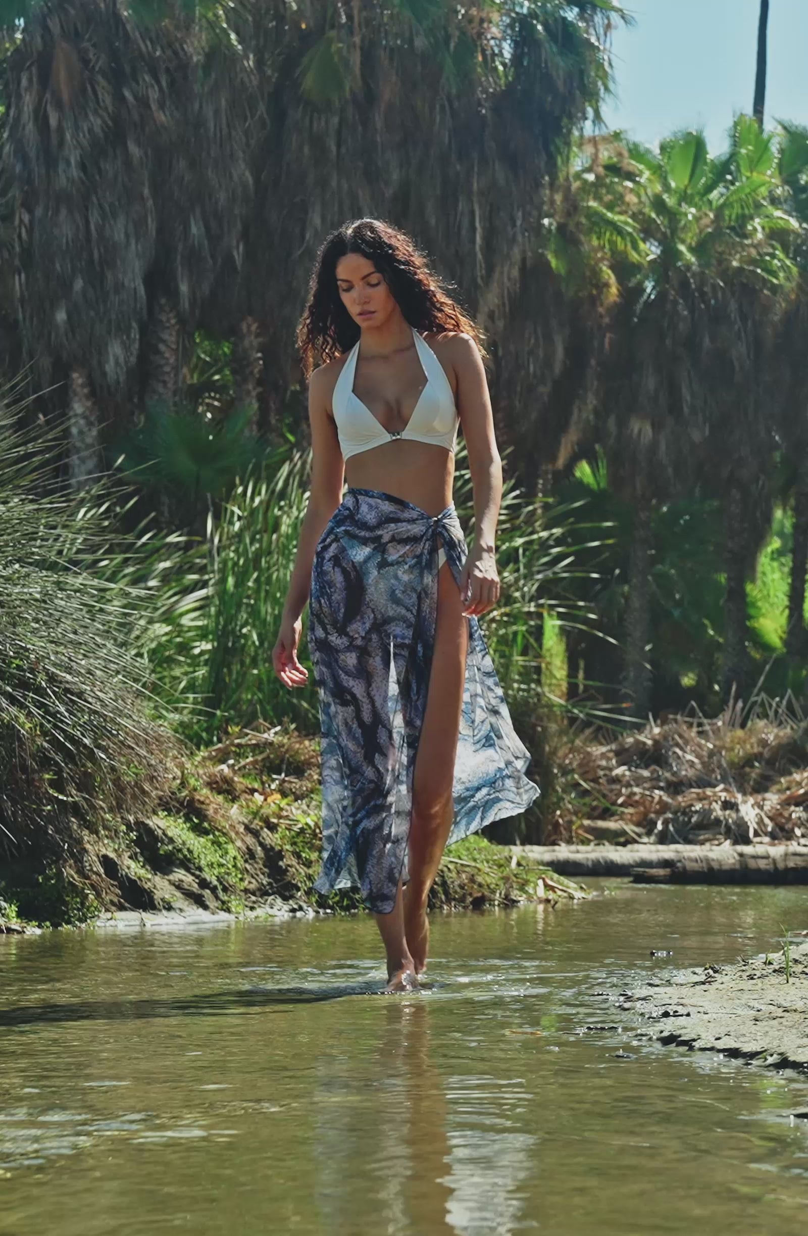 joris Printed multi-position pareo skirt in tulle