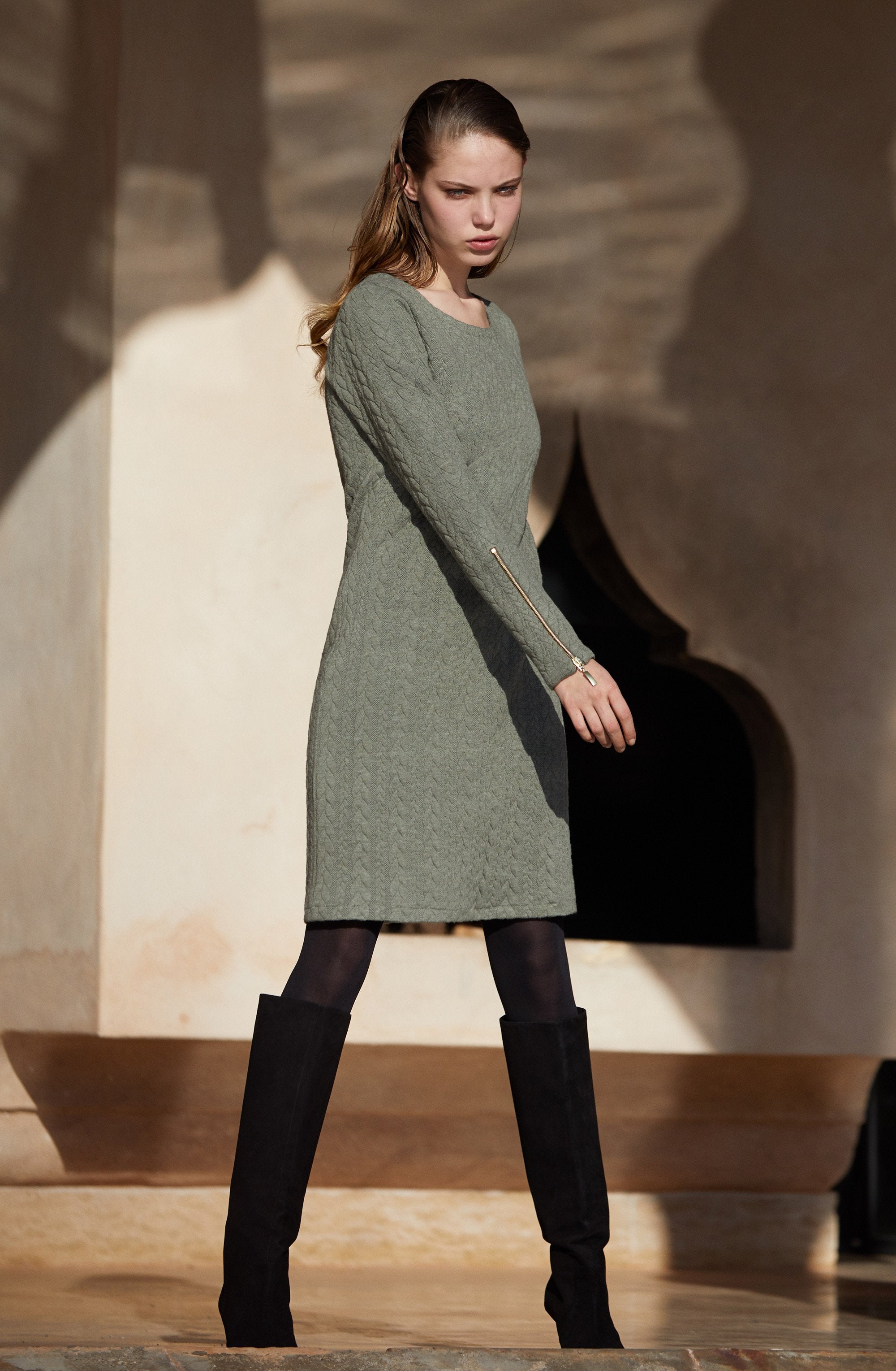 ewan robe droite vert brume