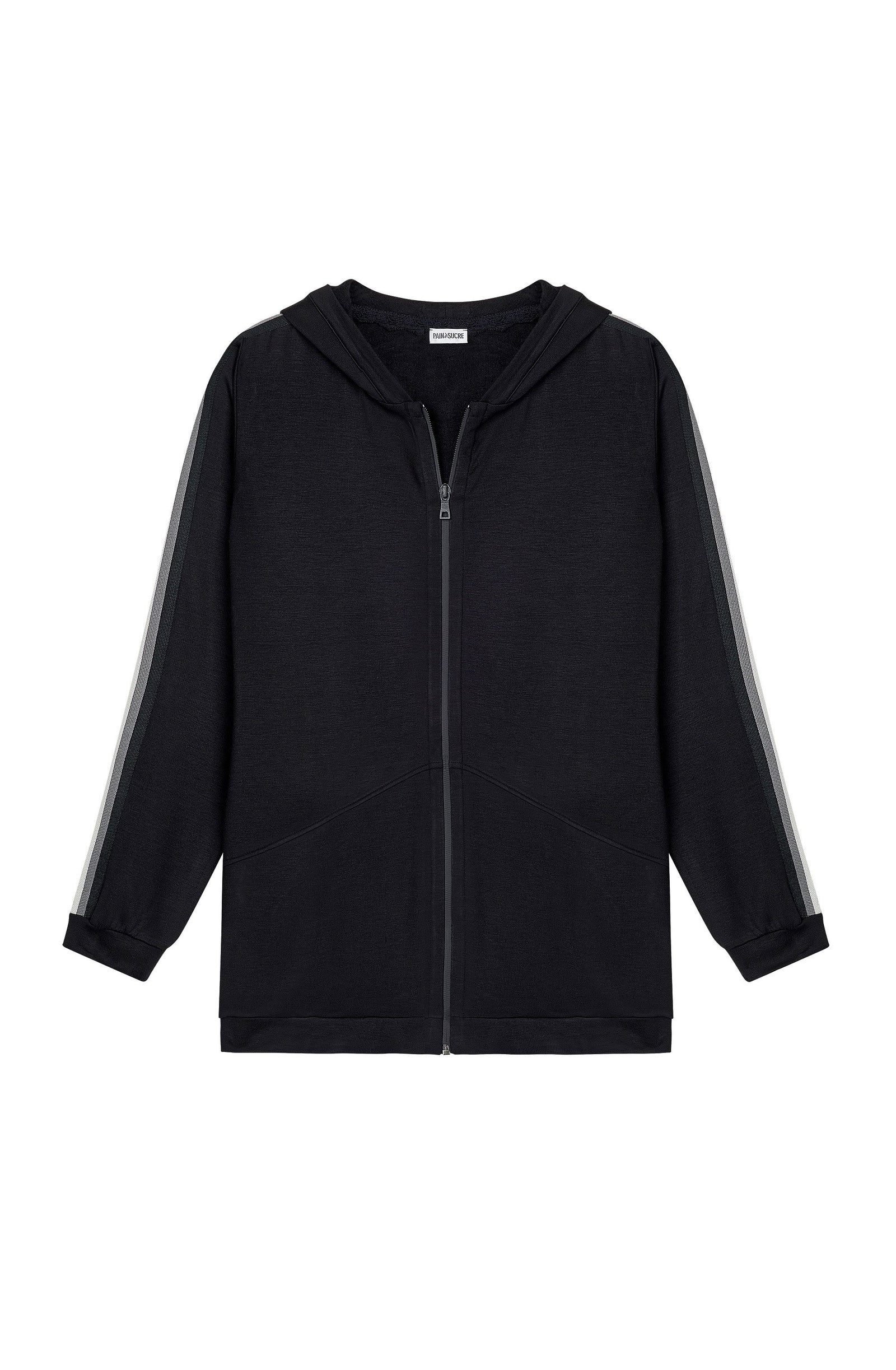 paolina veste longue zippee noire