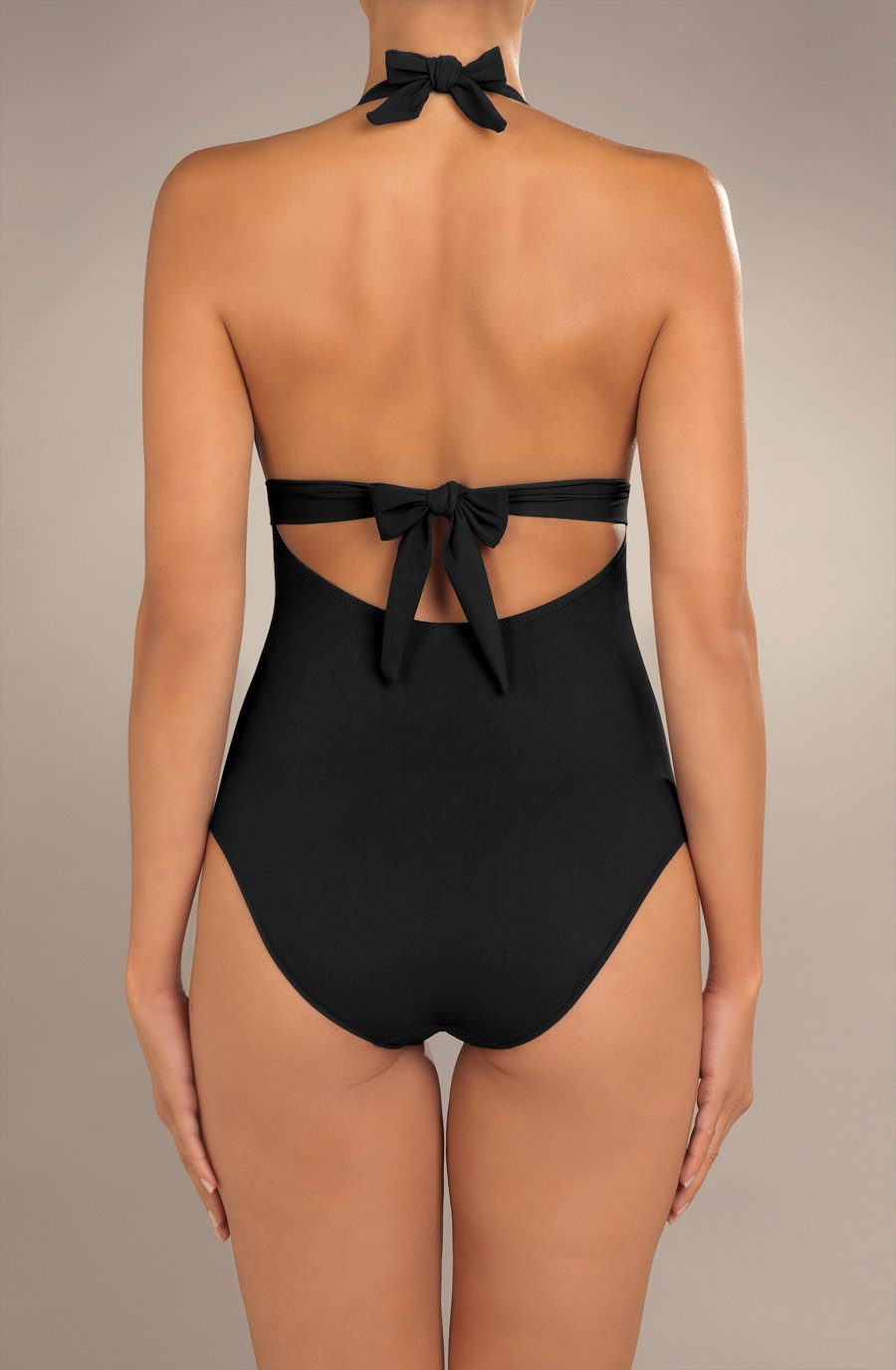 mina maillot de bain 1 piece push up noir noue nuque