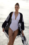 capri White back-crossed swimsuit