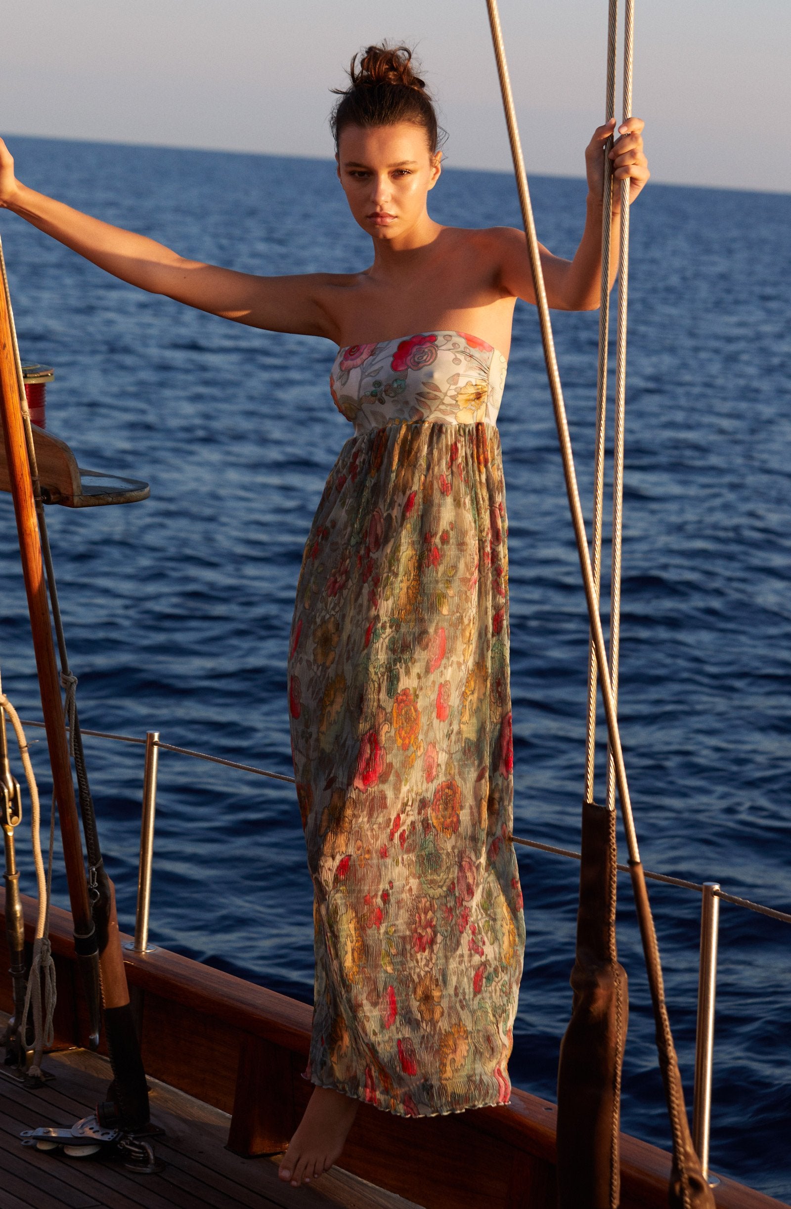 beline robe longue bustier imprime mucha