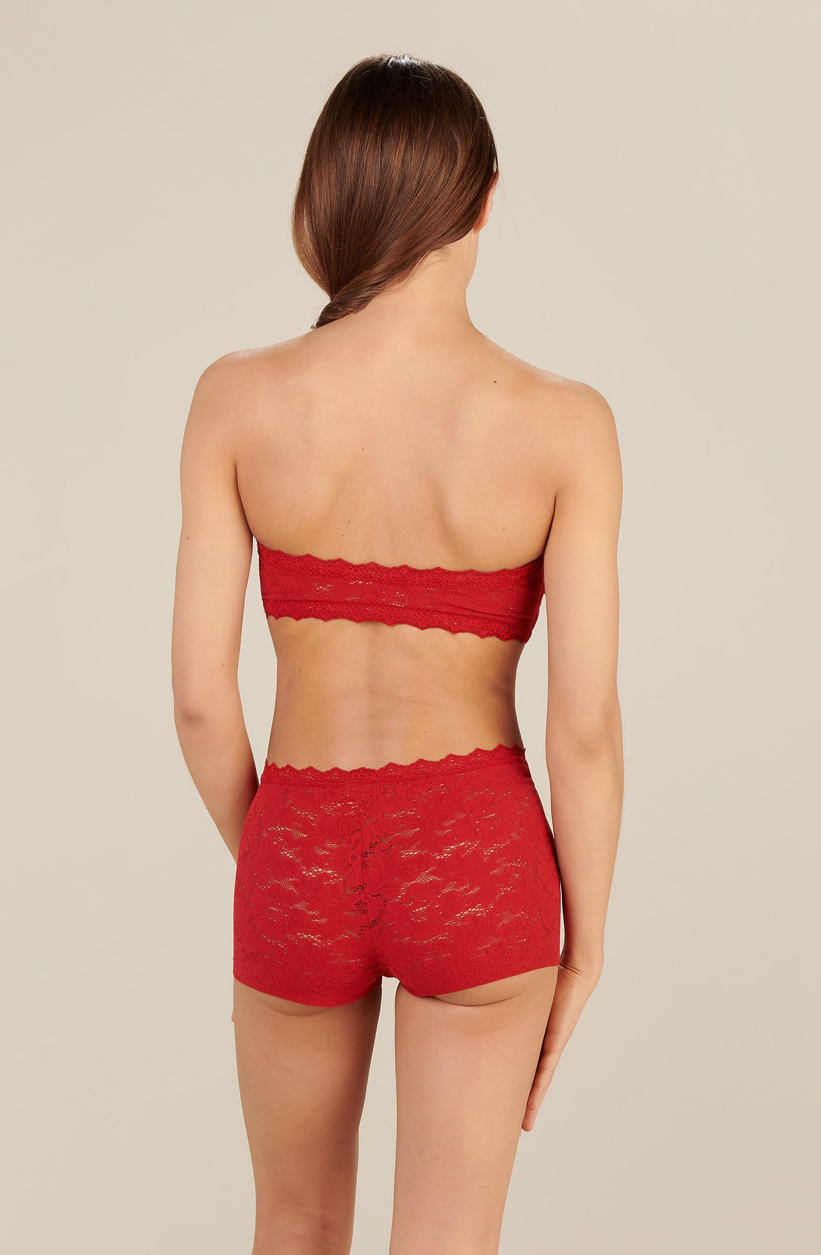 madder red lace high waisted boyshorts