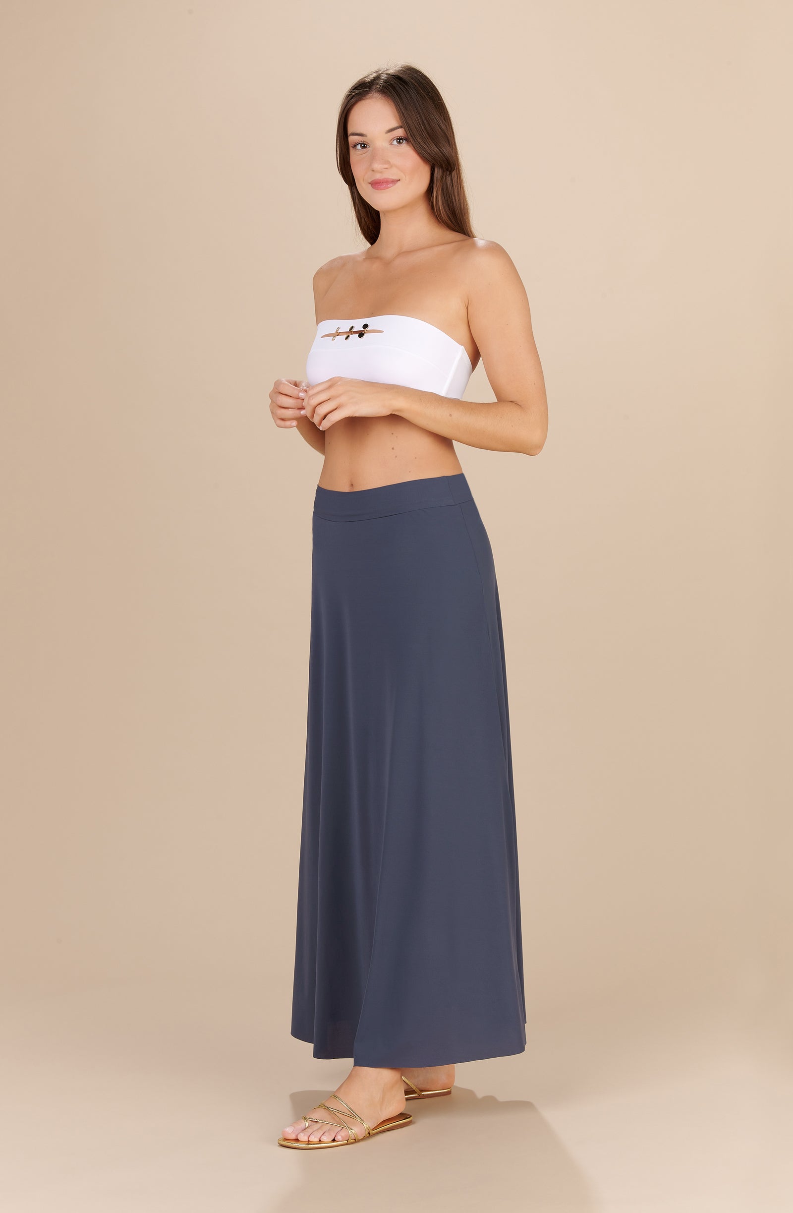 jaya long steel grey multiposition skirt