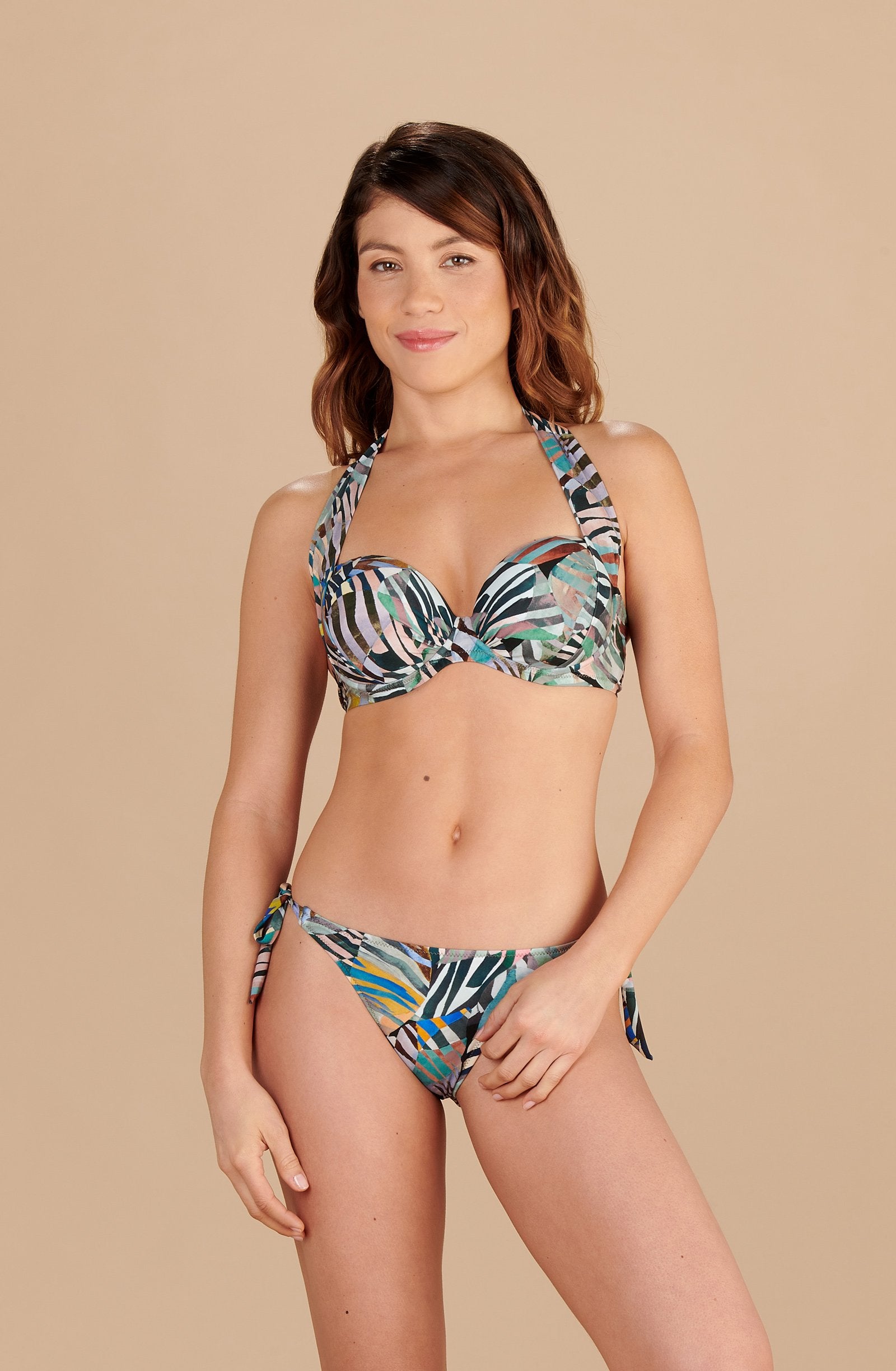 onyx bas de maillot de bain a noeuds ajustables imprime zebra