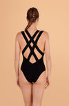 resli - Black racing swimsuit crossed at the back