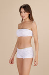 ALY - White lace and Lurex bandeau bra