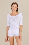 djoy Lace white ¾-sleeved top