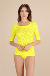 DJOY - Lace yellow ¾-sleeved top