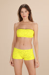 DYLAN - Yellow lace and Lurex high-waisted boyshorts