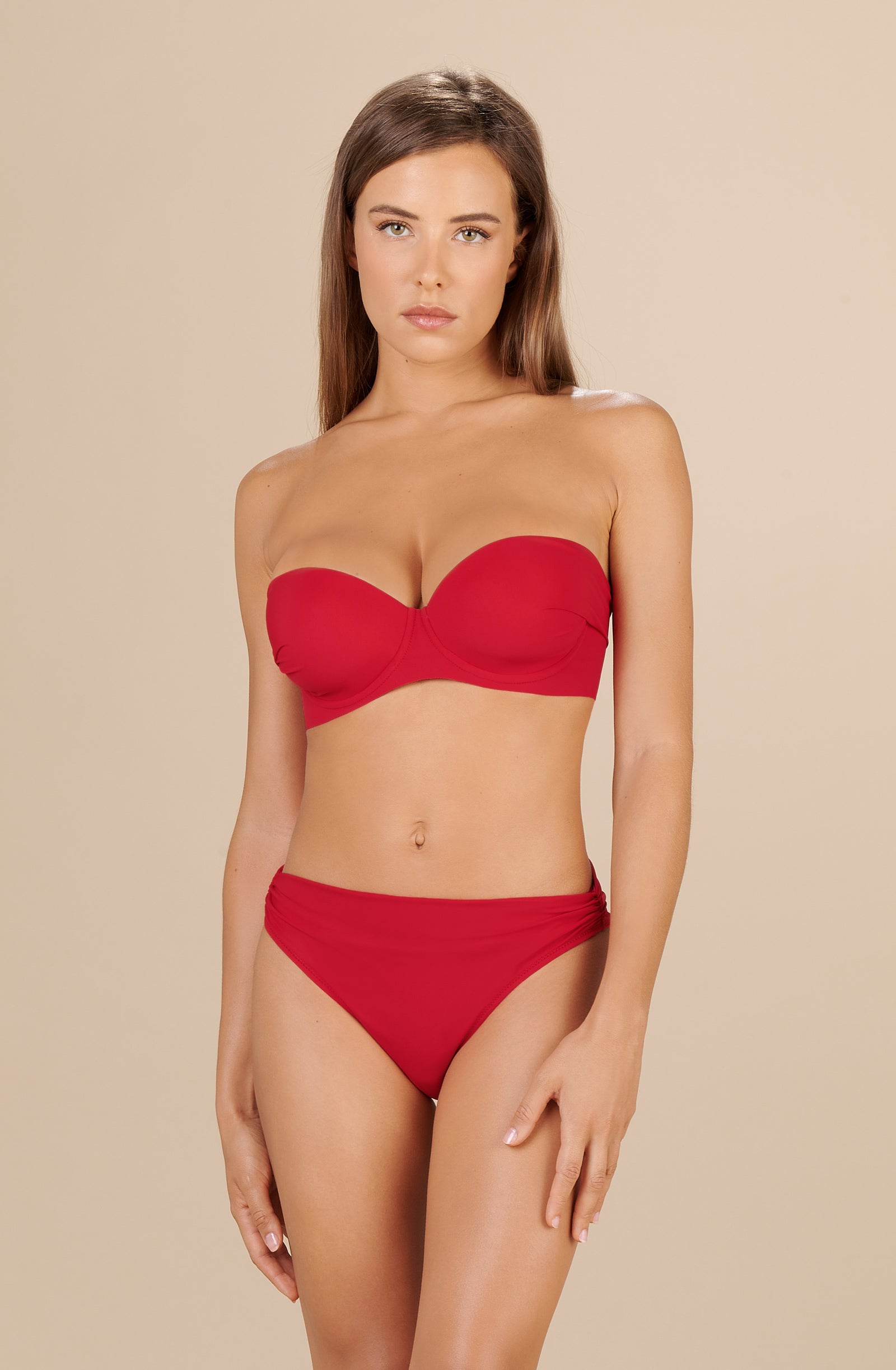 julya red half cup bikini top