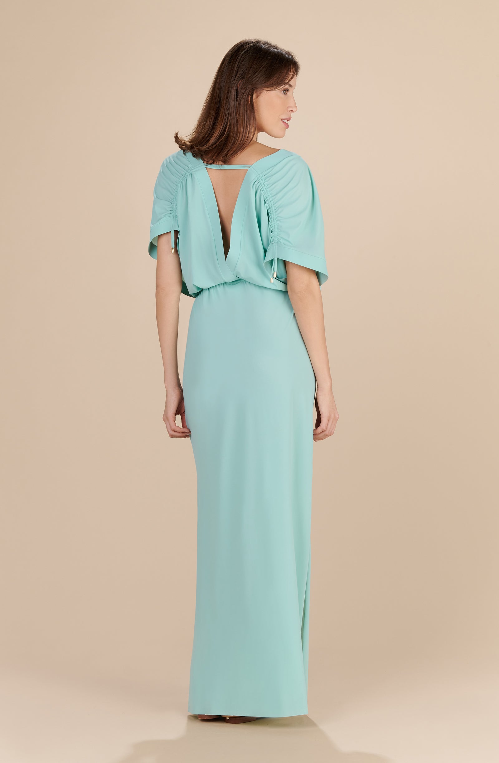 lyra long aqua side slit dress