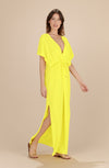lyra - Long yellow slit side dress