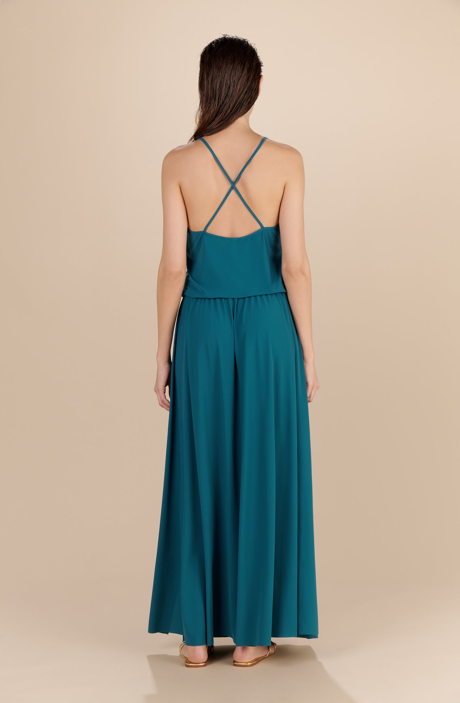 maeve - Long Persian blue dress with crossed straps at the back