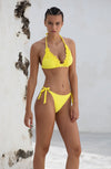 misi - Yellow embroidered bikini top