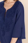 noam - Midnight blue Tunisian neckline tunic