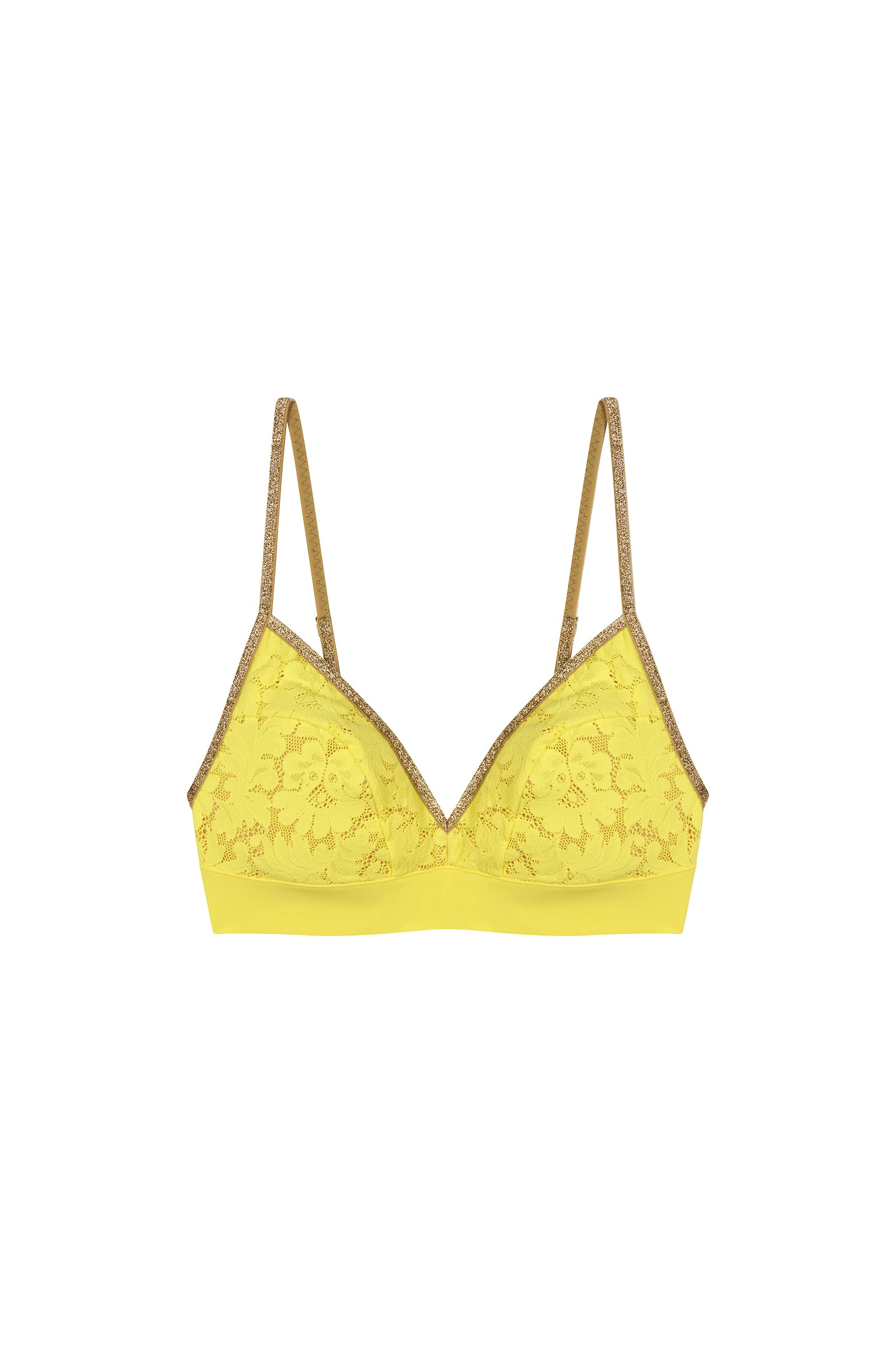 NYNI - Yellow lace and Lurex triangle bra - Pain de Sucre