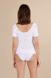 RYAN - White lace top with Lurex collar