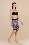saji - Short AMAZONIA print tulle wrap skirt