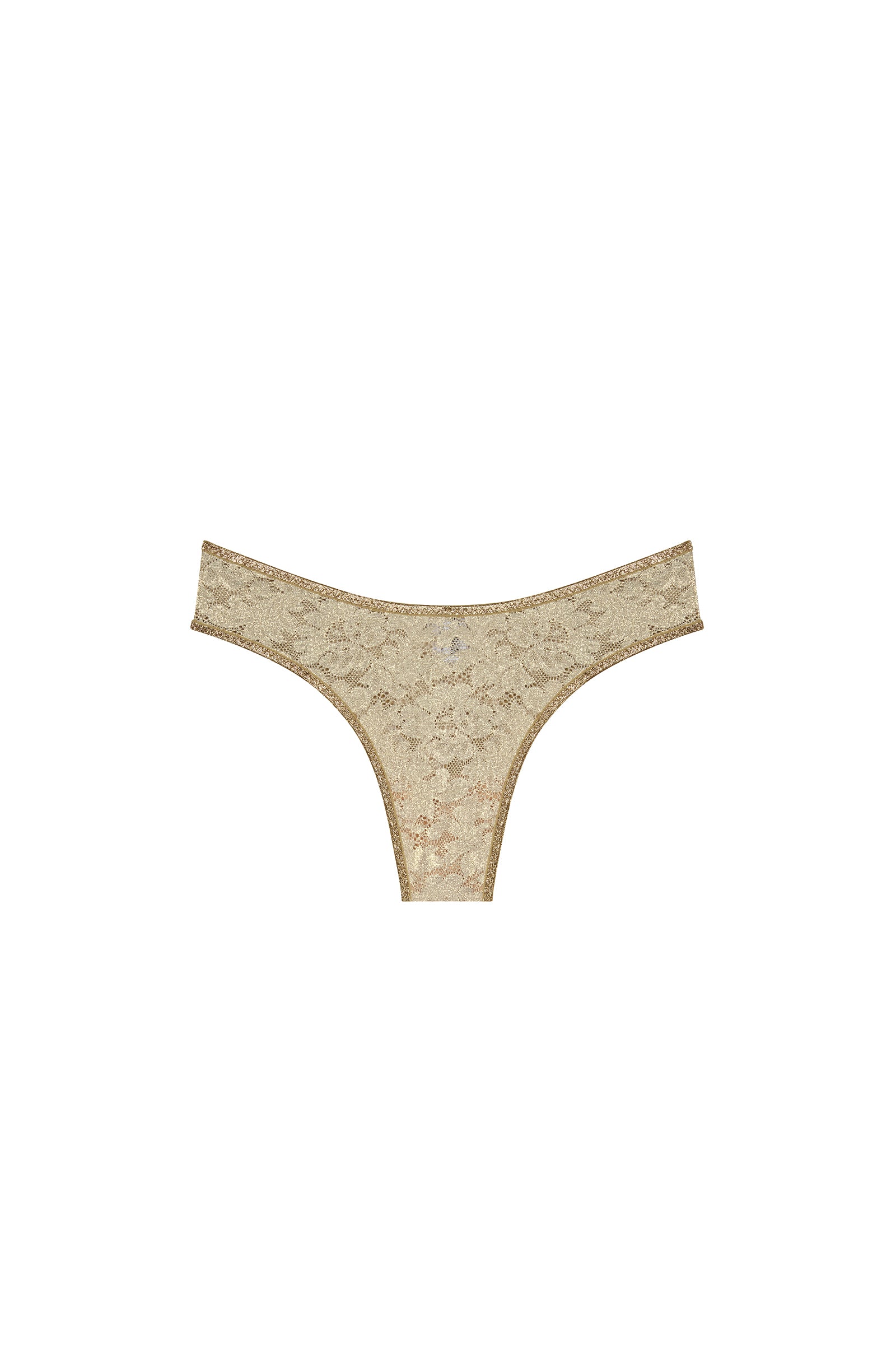 SELISA - Golden sand lacquered lace thong