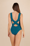 Persian blue racing swimsuit crossed at the back