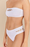 viny - White openwork jewel bikini bottoms