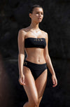 viny - Black openwork jewel bikini bottoms