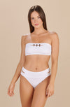 wave - White openwork bandeau bikini top with jewels