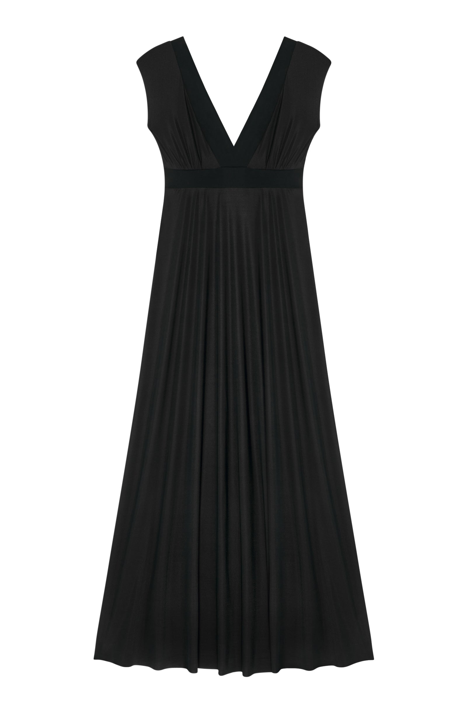 zaelie long black light voile neckline dress