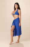 akia Long ocean blue pareo with floral cut outs