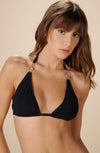 bee black triangle bikini top with jewels