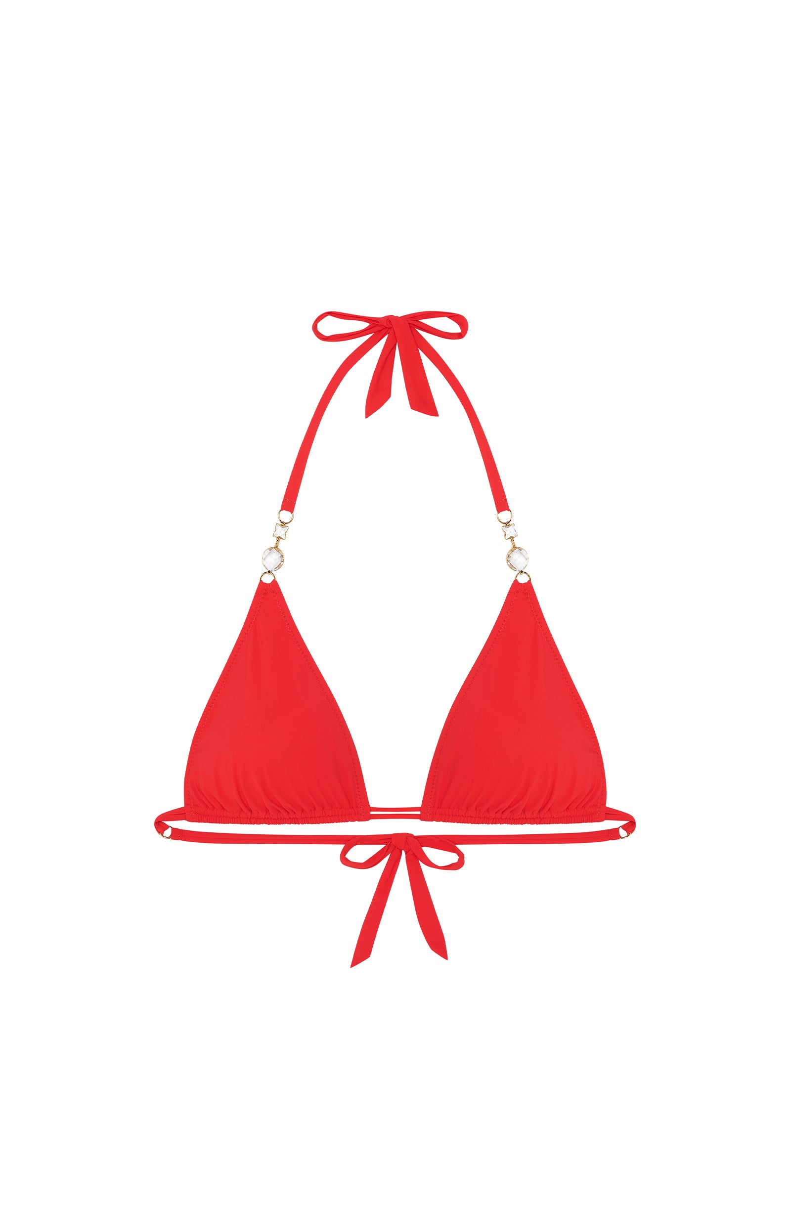 bee red triangle bikini top with jewels