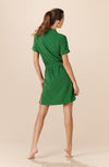 clemy Olive green terry shirt dress