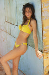 dalva Sun yellow half-cup bikini top with jewel