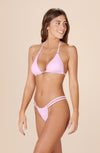 helia Pink drawstring triangle bikini top
