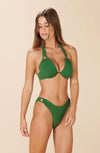 keola Olive green scooped-out terry bikini bottoms