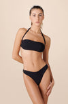 keola Black scooped-out bikini bottoms with loops