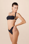 keola black scooped out terry bikini bottoms with loops