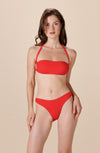 orhi Red bandeau bikini top with loops