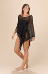 oro Perforated black poncho