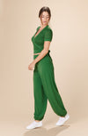 piter Olive-green-terry-high-waisted-trousers