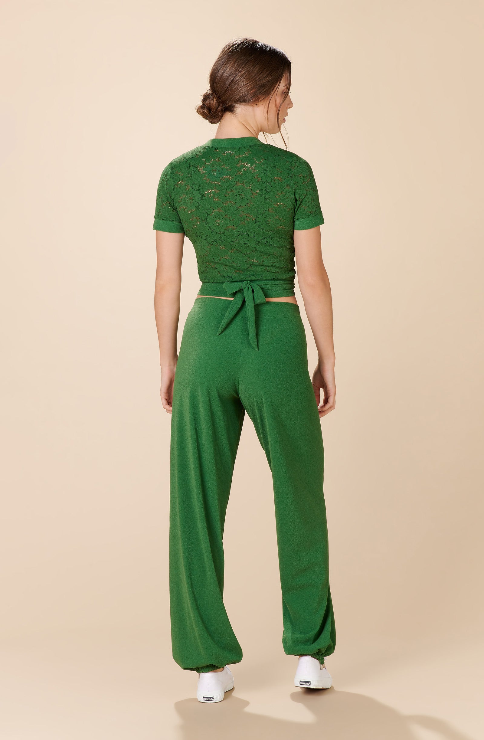 piter Olive-green-terry-high-waisted-trousers