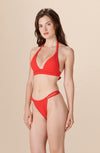 pona red drawstring tanga bikini bottoms