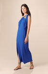 rina long ocean blue asymmetrical dress