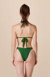 sofya Olive green terry triangle bikini top with jewels