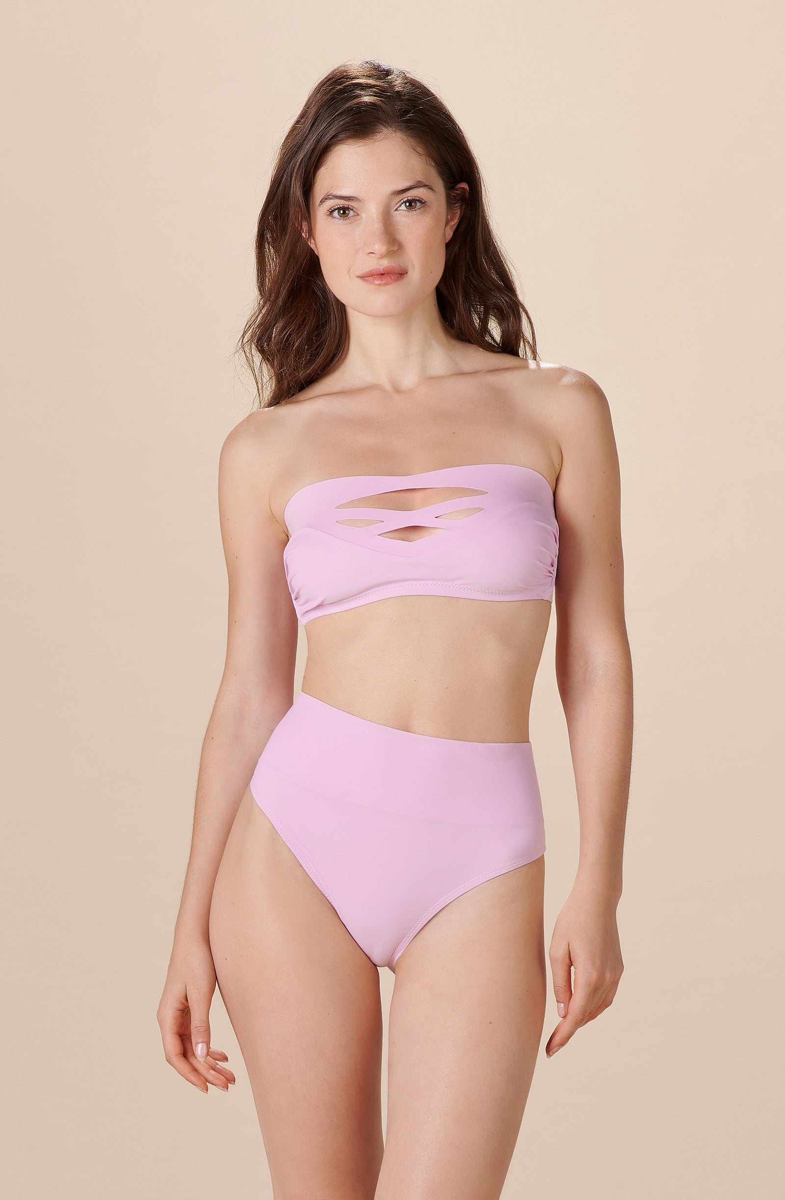tobago Pink high-waisted bikini bottoms