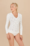 bunak -White lace long-sleeved top