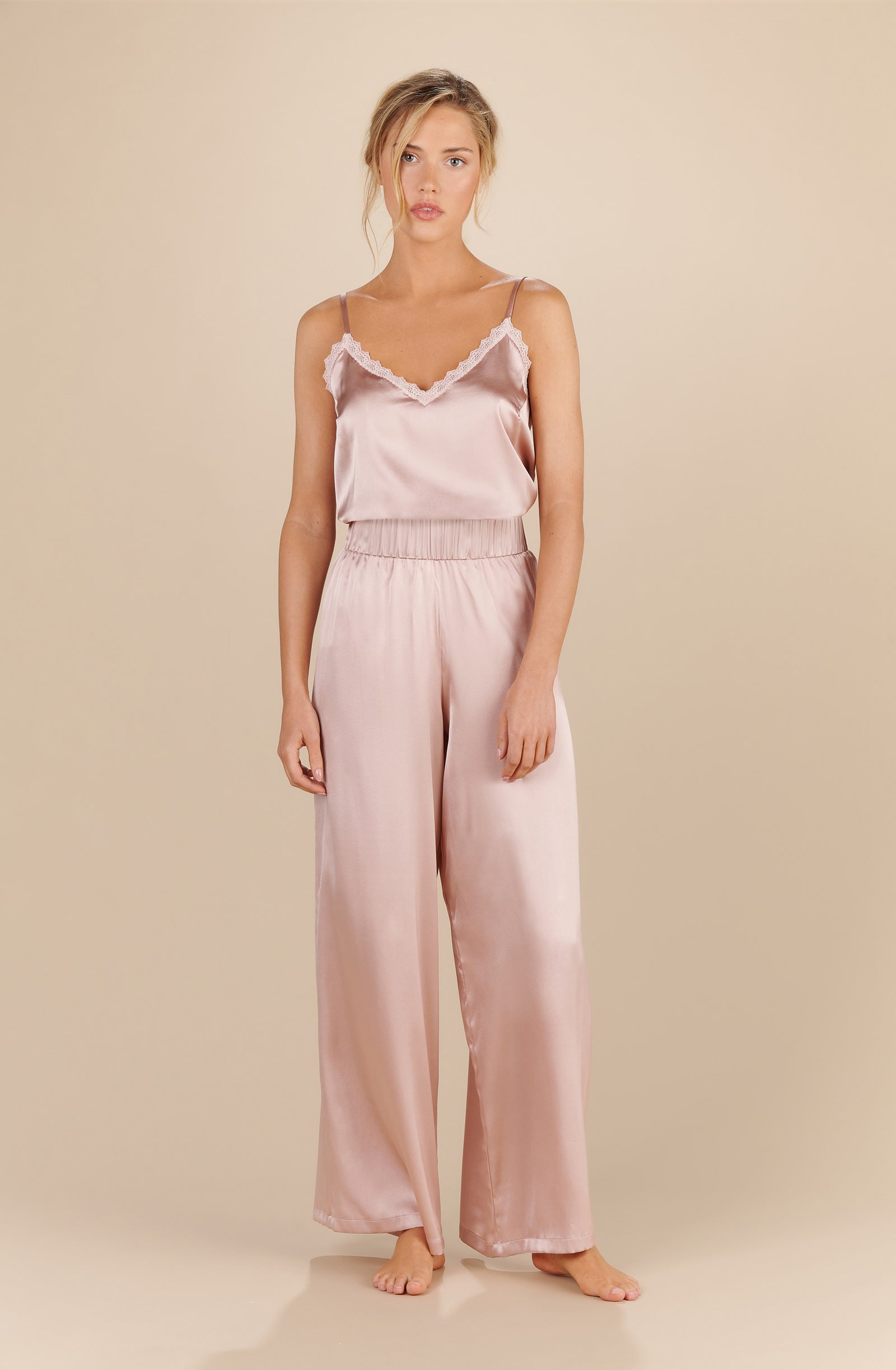 elfy powder pink silk camisole